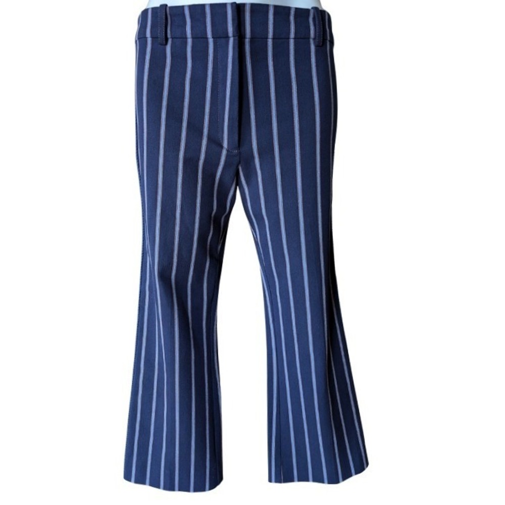 Derek Lam 10 Crosby Womens Navy Striped Braided Trim Flare Pants Size 10